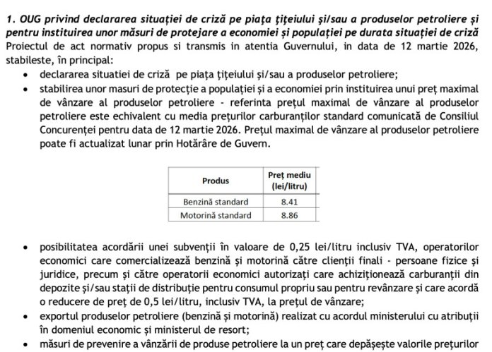 Ministerul Energiei sugerează instituirea stării de urgență pe piața petrolului, cu limitări și taxe diminuate... Ministerul Energiei sugerează instituirea stării de urgență pe piața petrolului, cu limitări și taxe diminuate...