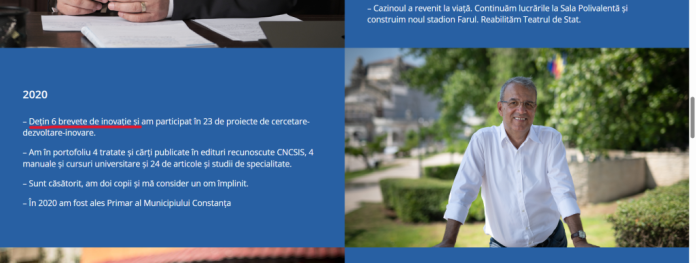 Instituțiile statului contestă cele 6 patente de invenție ale primarului din Constanța, Vergil Chițac, enumerate în CV Instituțiile statului contestă cele 6 patente de invenție ale primarului din Constanța, Vergil Chițac, enumerate în CV
